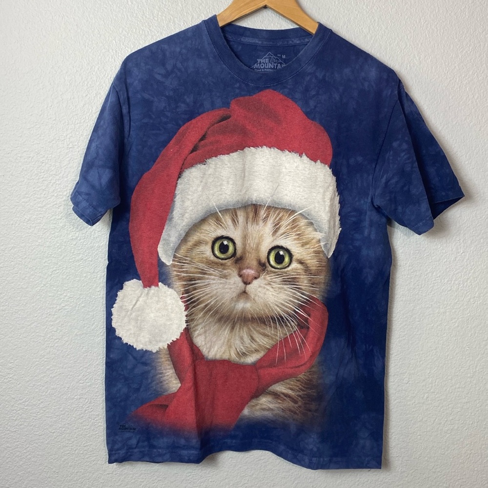 The Mountain Tye Dye Christmas Cat T-Shirt